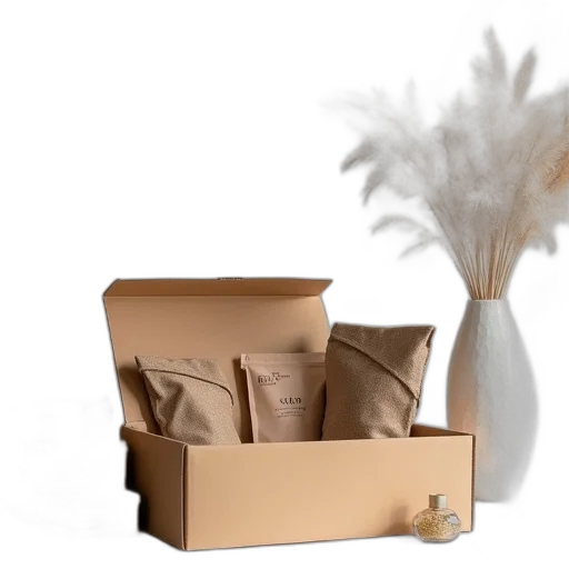 furniture, 3d render, earth tones, box transparent PNG cut-out