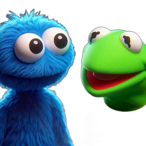 3d render, two, iconic, puppet transparent PNG cut-out