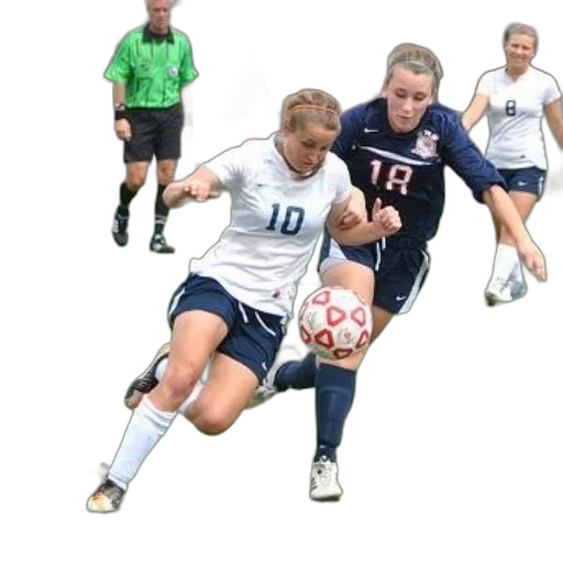 female, soccer, player, white transparent PNG cut-out