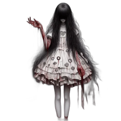 dress, creature, hair, mask transparent PNG cut-out
