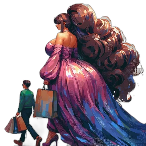dress, hair, concept art, comic book art transparent PNG cut-out
