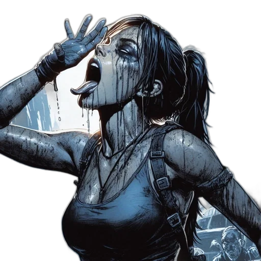 comic book art, concept art, cyberpunk, blue transparent PNG cut-out