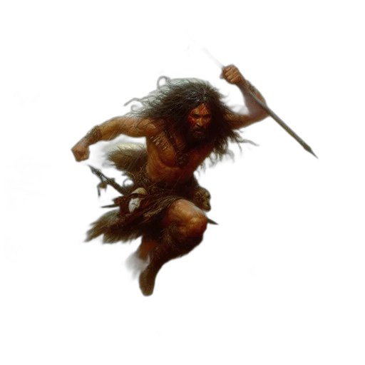 creature, staff, sword, hair transparent PNG cut-out