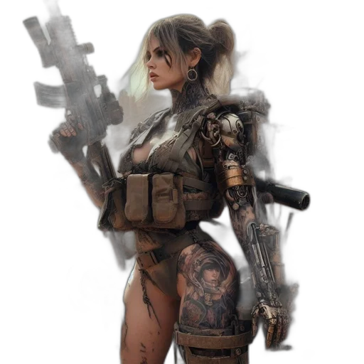 weapon, concept art, cyberpunk, fantasy art transparent PNG cut-out
