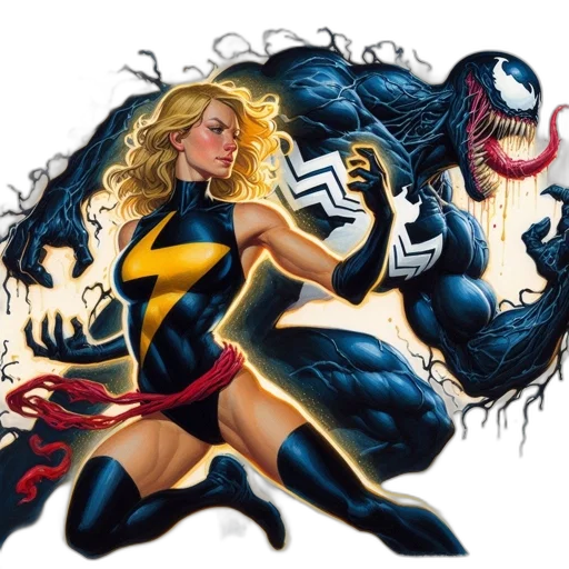comic book art, concept art, two, animated transparent PNG cut-out