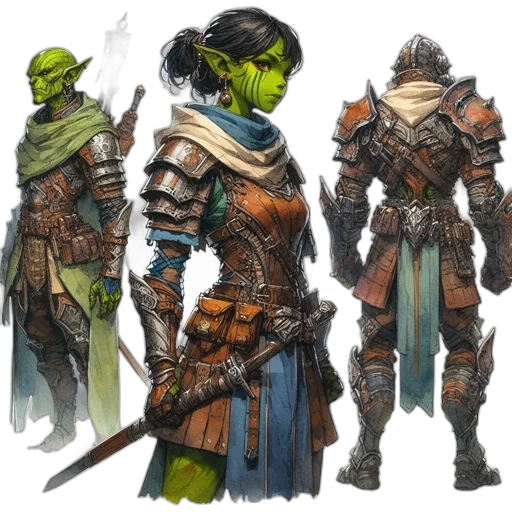 concept art, fantasy art, comic book art, green transparent PNG cut-out