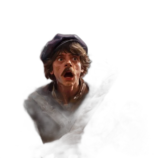 face, hat, staff, creature transparent PNG cut-out