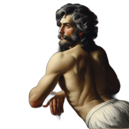 photorealistic, oil painting, concept art, introspective transparent PNG cut-out