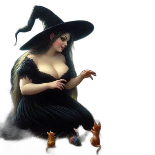 dress, hat, creature, fantasy art transparent PNG cut-out