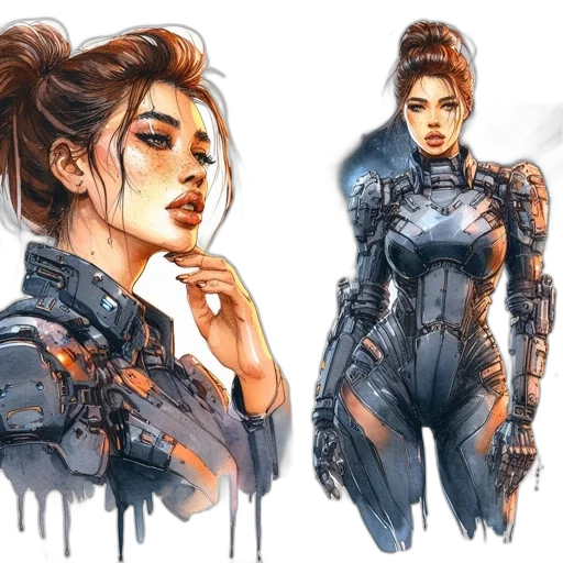 concept art, cyberpunk, comic book art, fantasy art transparent PNG cut-out