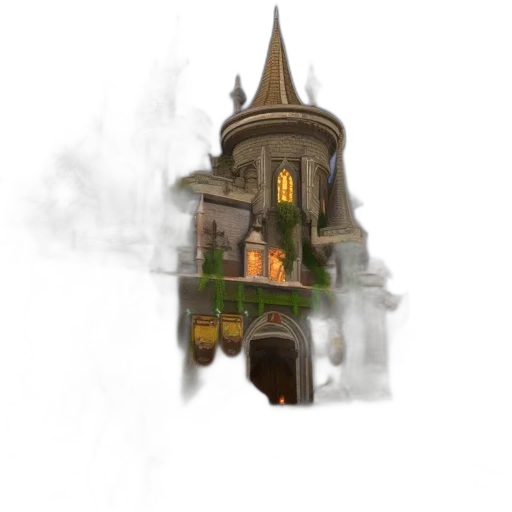 building, concept art, fantasy art, 3d render transparent PNG cut-out