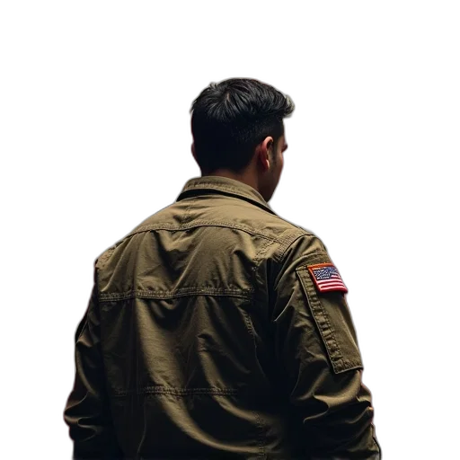 jacket, staff, weapon, face transparent PNG cut-out