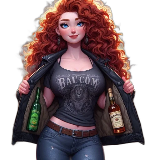 jacket, dress, bottle, fantasy art transparent PNG cut-out