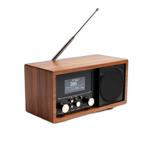 sleek, modern, wooden, radio transparent PNG cut-out