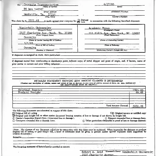 document, titled, overnite, transportation transparent PNG cut-out