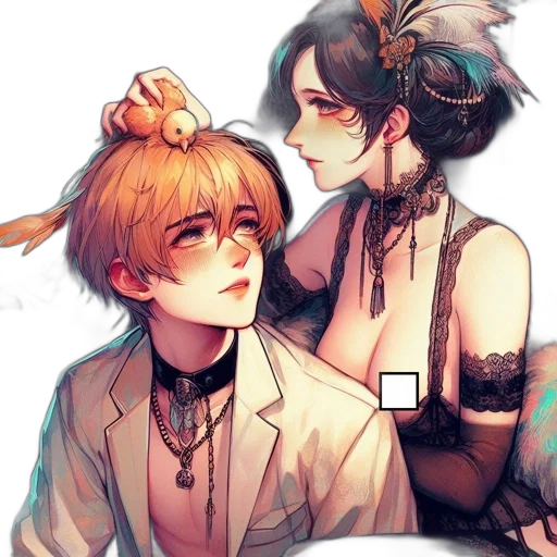 crown, staff, anime, watercolor transparent PNG cut-out