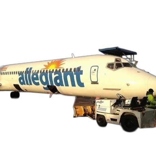 white, allegiant, airplane, parked transparent PNG cut-out