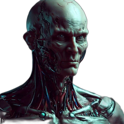 robot, face, creature, cyberpunk transparent PNG cut-out