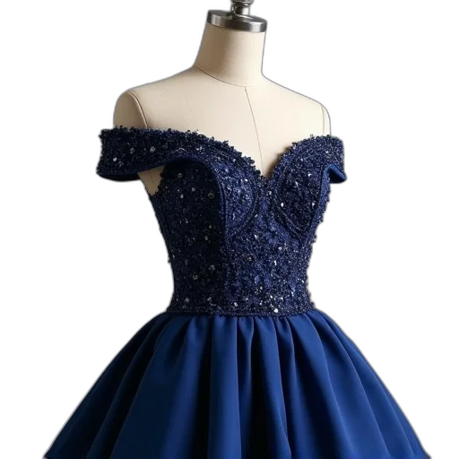 dress, crown, blue, navy transparent PNG cut-out