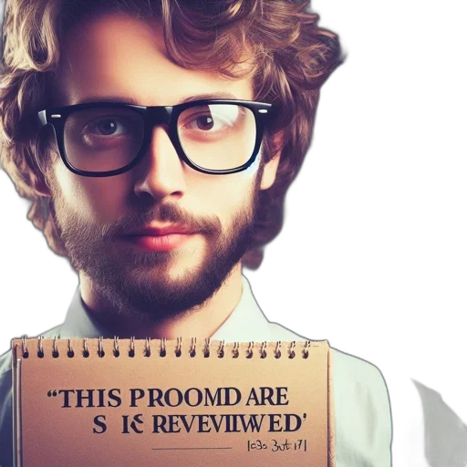 man, glasses, beard, holds transparent PNG cut-out