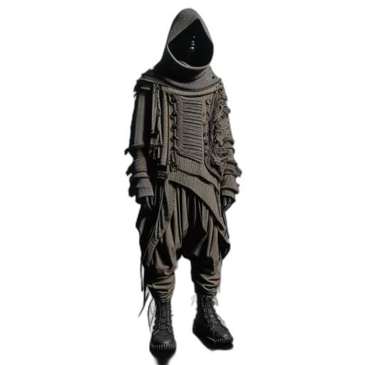 jacket, staff, mask, creature transparent PNG cut-out