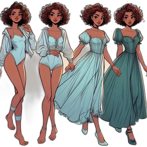 dress, concept art, comic book art, cartoon transparent PNG cut-out