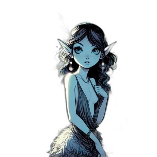 dress, staff, creature, jewelry transparent PNG cut-out