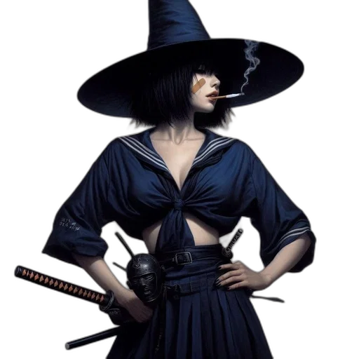 staff, hat, dress, concept art transparent PNG cut-out