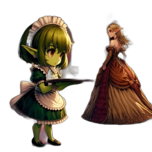 dress, staff, concept art, fantasy art transparent PNG cut-out