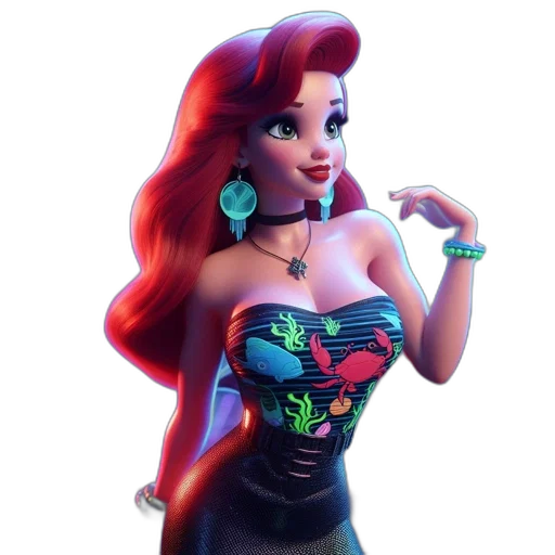 dress, jewelry, 3d render, cartoon transparent PNG cut-out