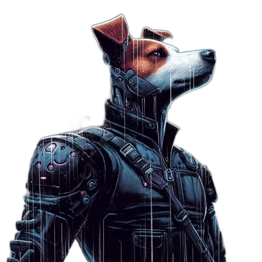 robot, jacket, animal, cyberpunk transparent PNG cut-out