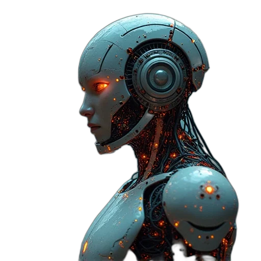 robot, cyberpunk, concept art, 3d render transparent PNG cut-out