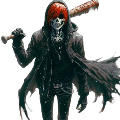 mask, jacket, weapon, staff transparent PNG cut-out