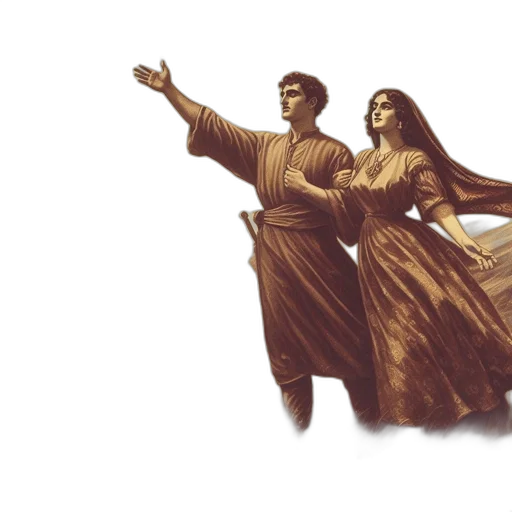 concept art, fantasy art, pixel art, sepia-toned transparent PNG cut-out