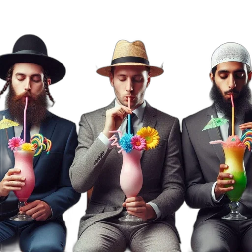 hat, colorful, three, men transparent PNG cut-out