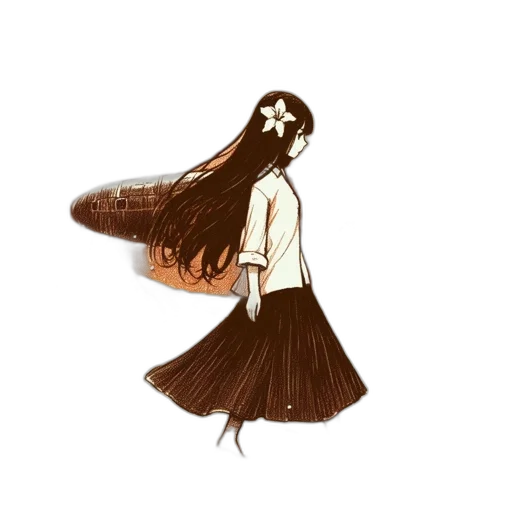 hair, dress, creature, staff transparent PNG cut-out