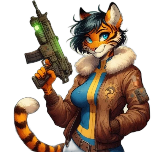 weapon, staff, jacket, animal transparent PNG cut-out
