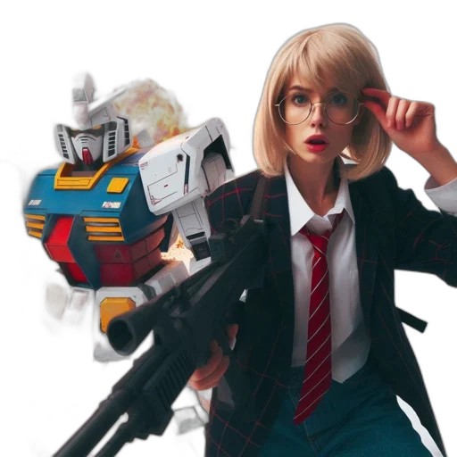 robot, weapon, jacket, concept art transparent PNG cut-out