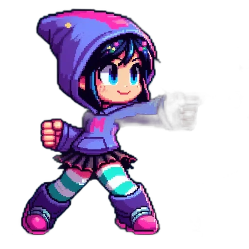 weapon, jacket, staff, pixel art transparent PNG cut-out