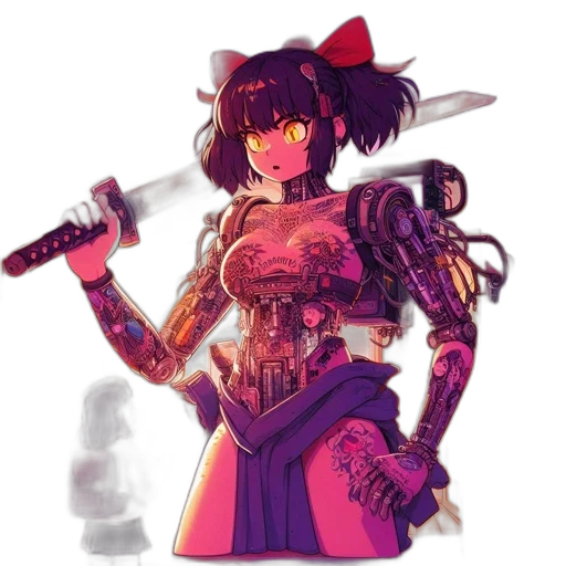 weapon, robot, sword, staff transparent PNG cut-out