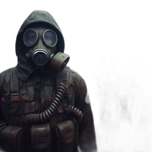 mask, jacket, creature, weapon transparent PNG cut-out