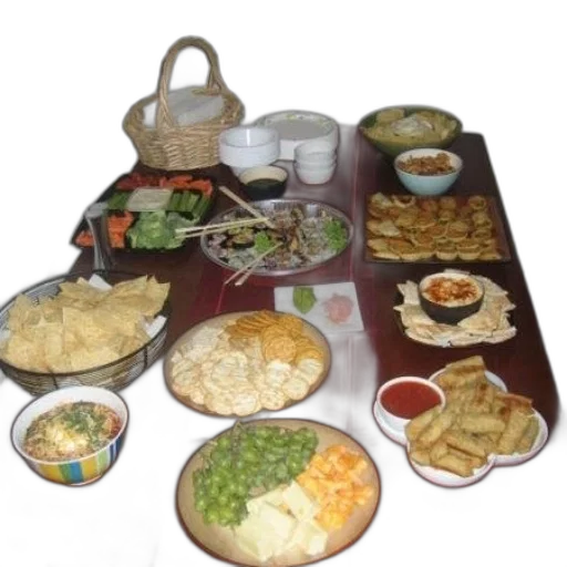 food, photorealistic, table, filled transparent PNG cut-out