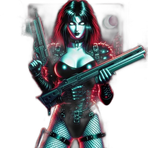 weapon, comic book art, cyberpunk, concept art transparent PNG cut-out