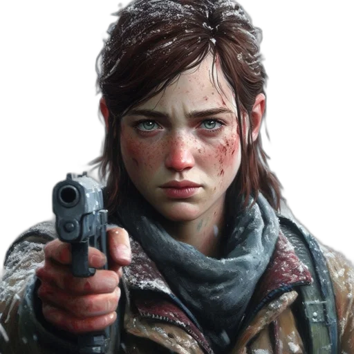 weapon, jacket, face, concept art transparent PNG cut-out