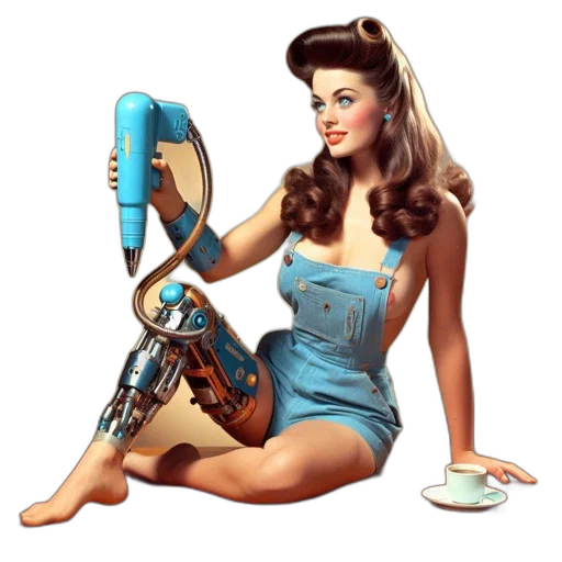robot, weapon, dress, comic book art transparent PNG cut-out