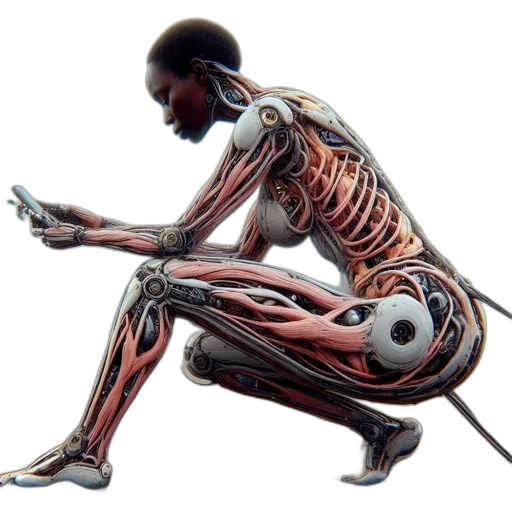 robot, concept art, cyberpunk, 3d render transparent PNG cut-out