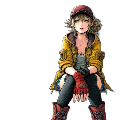 jacket, hat, face, concept art transparent PNG cut-out