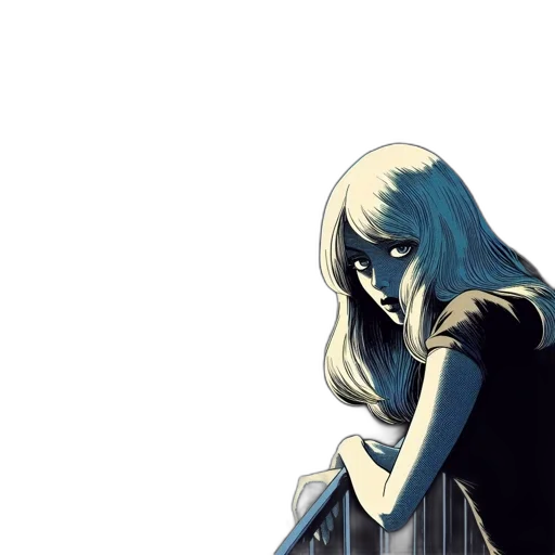 dress, mask, hair, comic book art transparent PNG cut-out