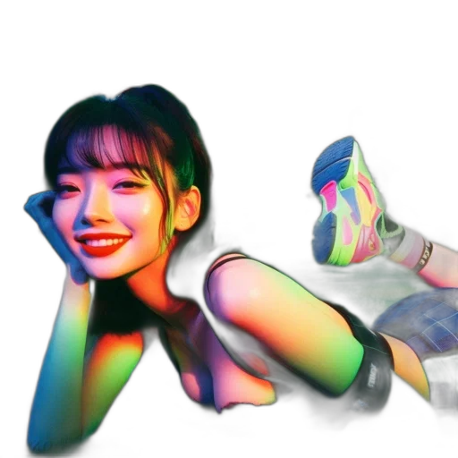 shoes, umbrella, vaporwave, photorealistic transparent PNG cut-out