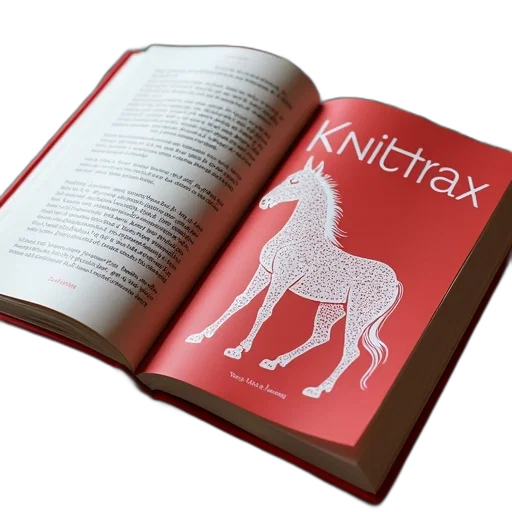 book, titled, knittrax, red transparent PNG cut-out